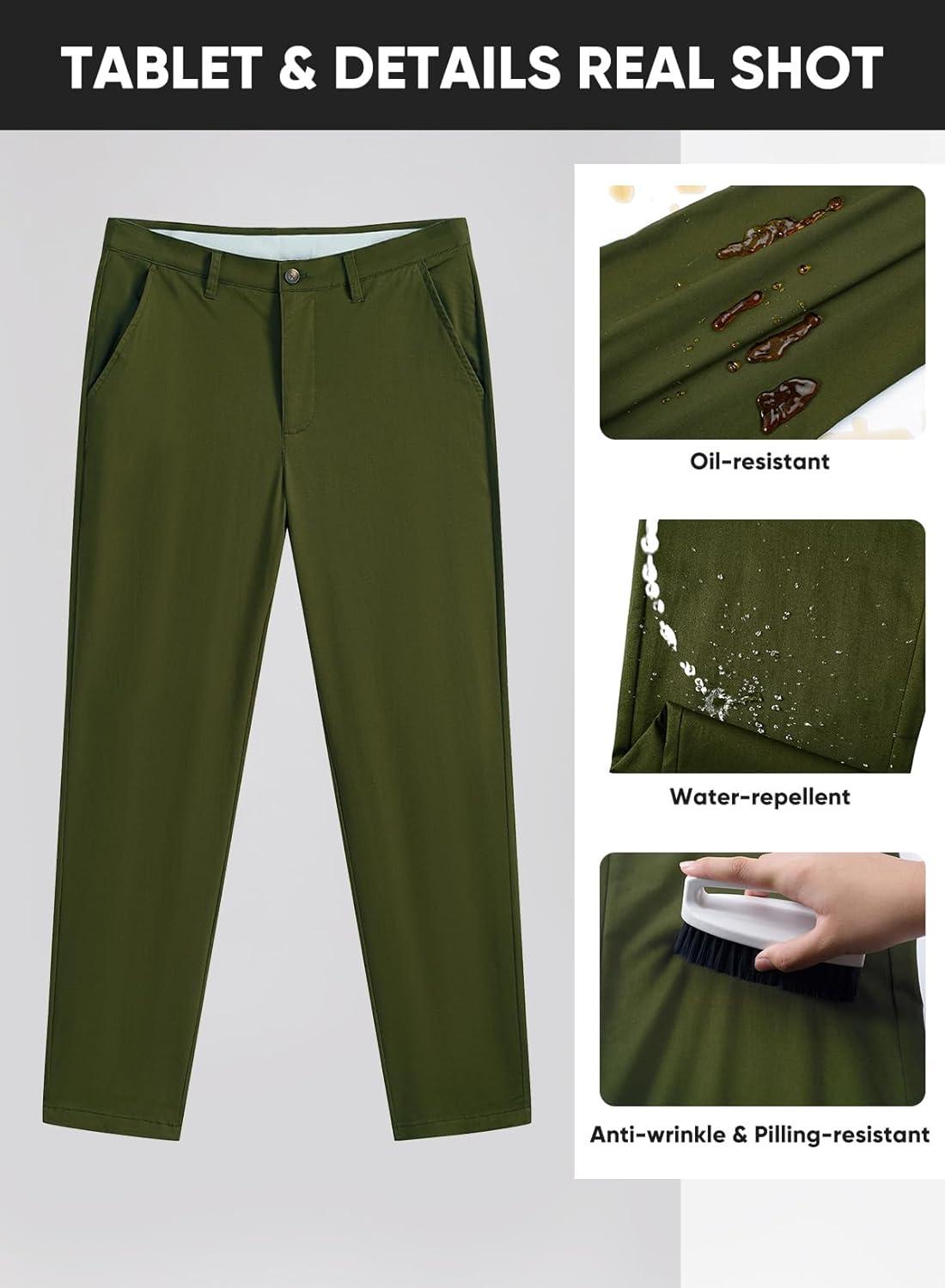 imageJMIERR Mens ClassicFit Casual Cotton Twill Pant WaterRepellent StainResistant Stretch Chino PantsGreen