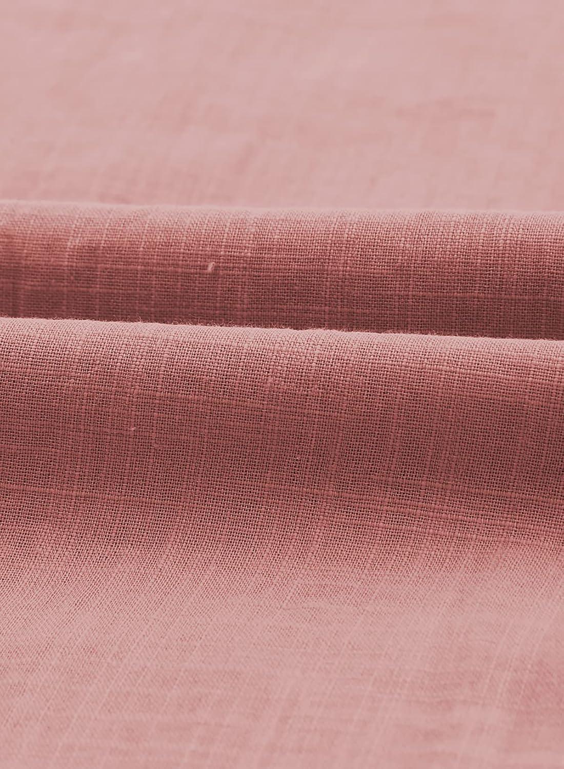 imageJMIERR Mens Cotton Linen Henley Shirt Casual Button Down Short Sleeve Tropical Shirts Summer Beach T ShirtsC Pink