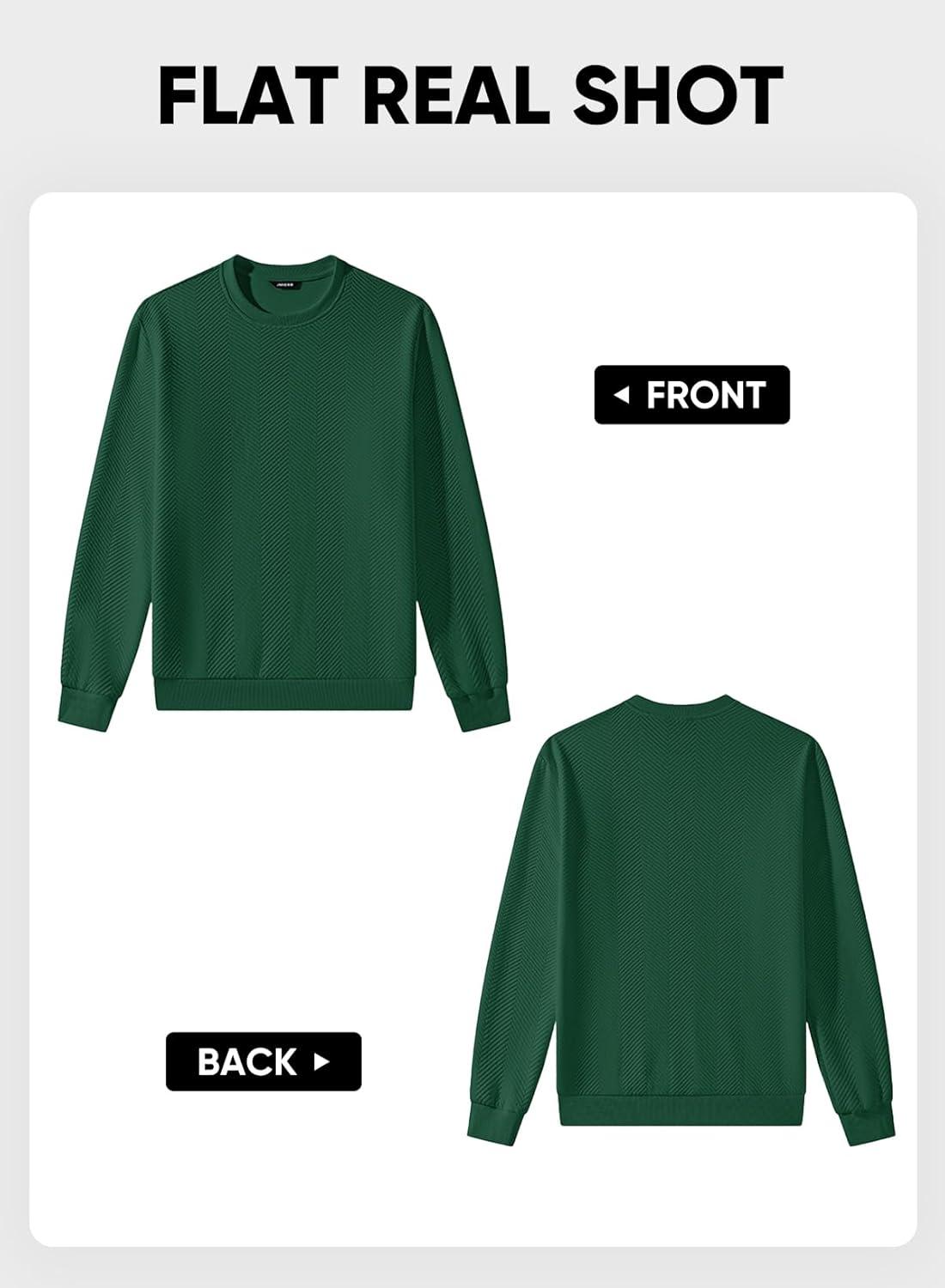 imageJMIERR Mens Crewneck Sweatshirt Casual Long Sleeve Texture Pullover Shirt for MenGreen