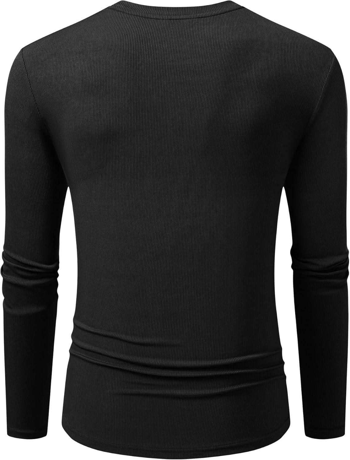 imageJMIERR Mens Fall Crewneck Shirt Long Sleeve AntiWrinkle Casual Muscle T Shirts Longline Ribbed Shirts0 Black