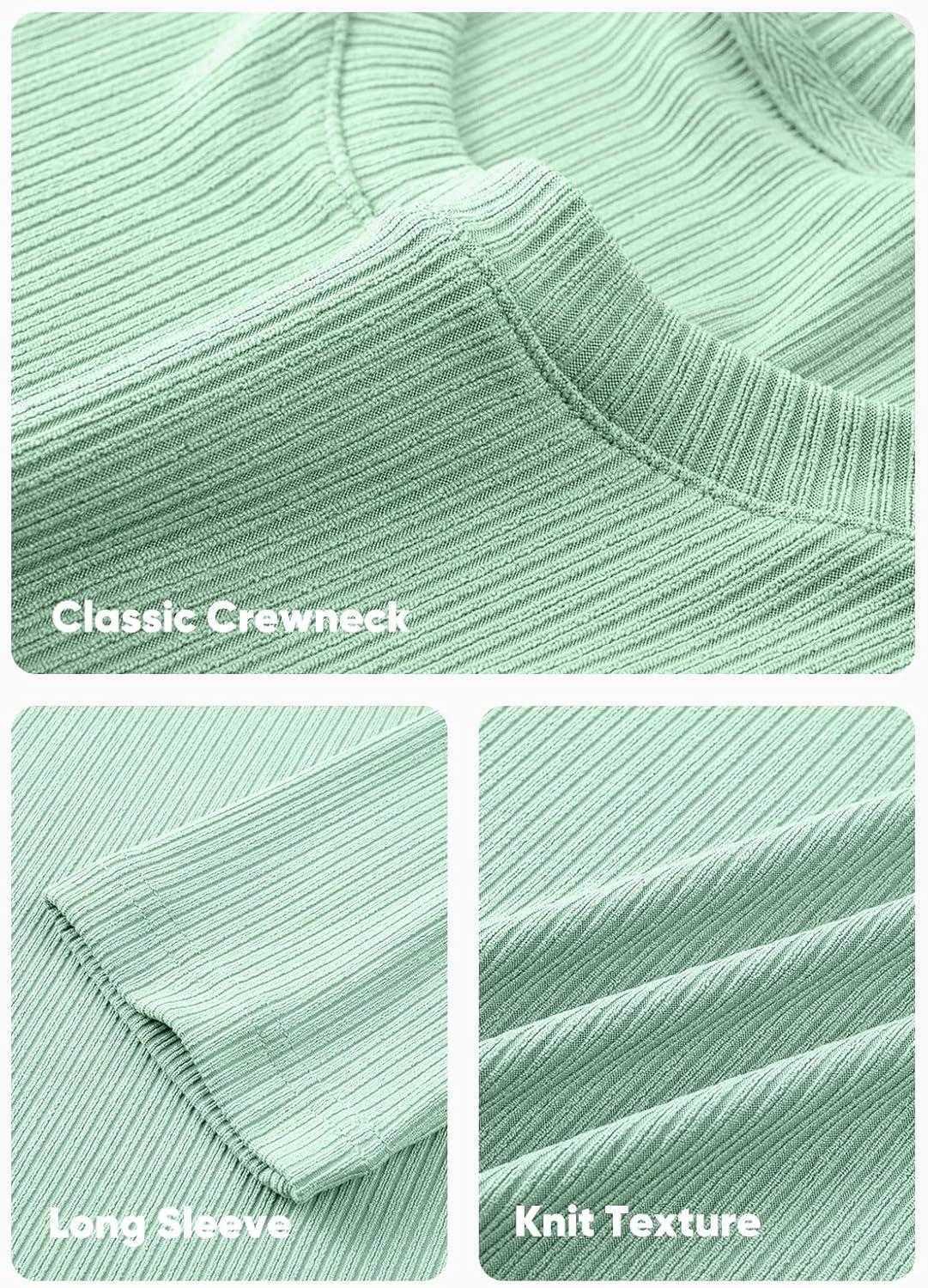 imageJMIERR Mens Fall Crewneck Shirt Long Sleeve AntiWrinkle Casual Muscle T Shirts Workout Slim FittedF Mint Green