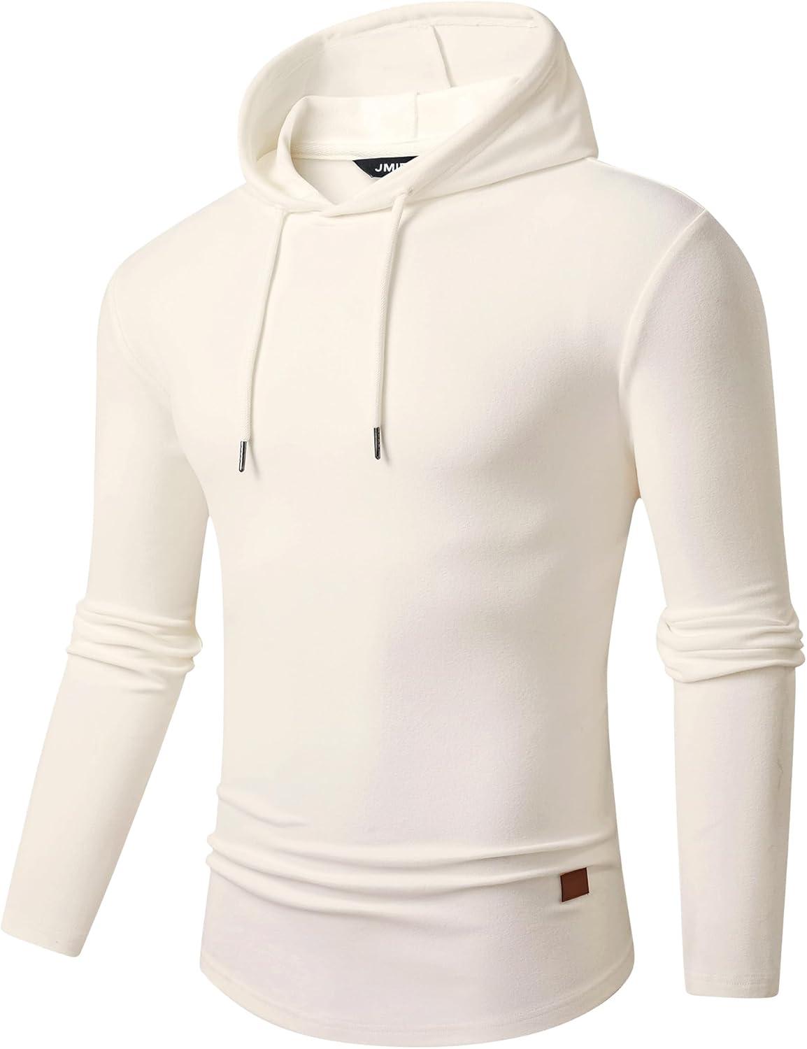 imageJMIERR Mens Fashion Hoodies Fleece Long Sleeve Athletic Sweatshirt Pullover T ShirtsBeige
