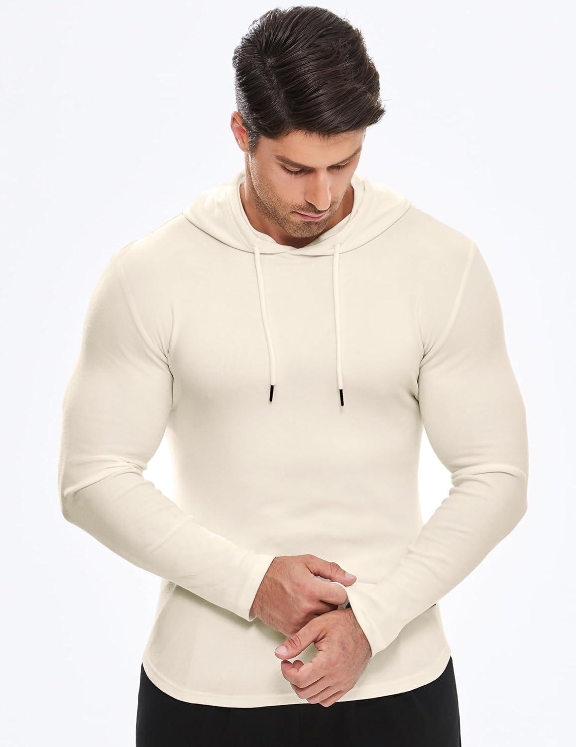 imageJMIERR Mens Fashion Hoodies Fleece Long Sleeve Athletic Sweatshirt Pullover T ShirtsBeige