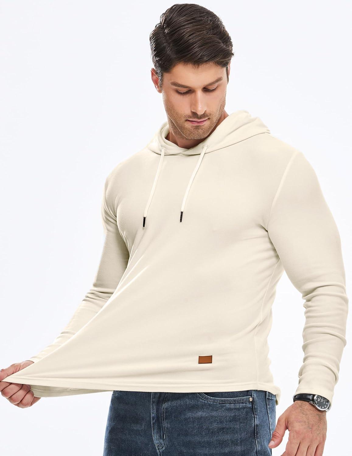 imageJMIERR Mens Fashion Hoodies Fleece Long Sleeve Athletic Sweatshirt Pullover T ShirtsBeige