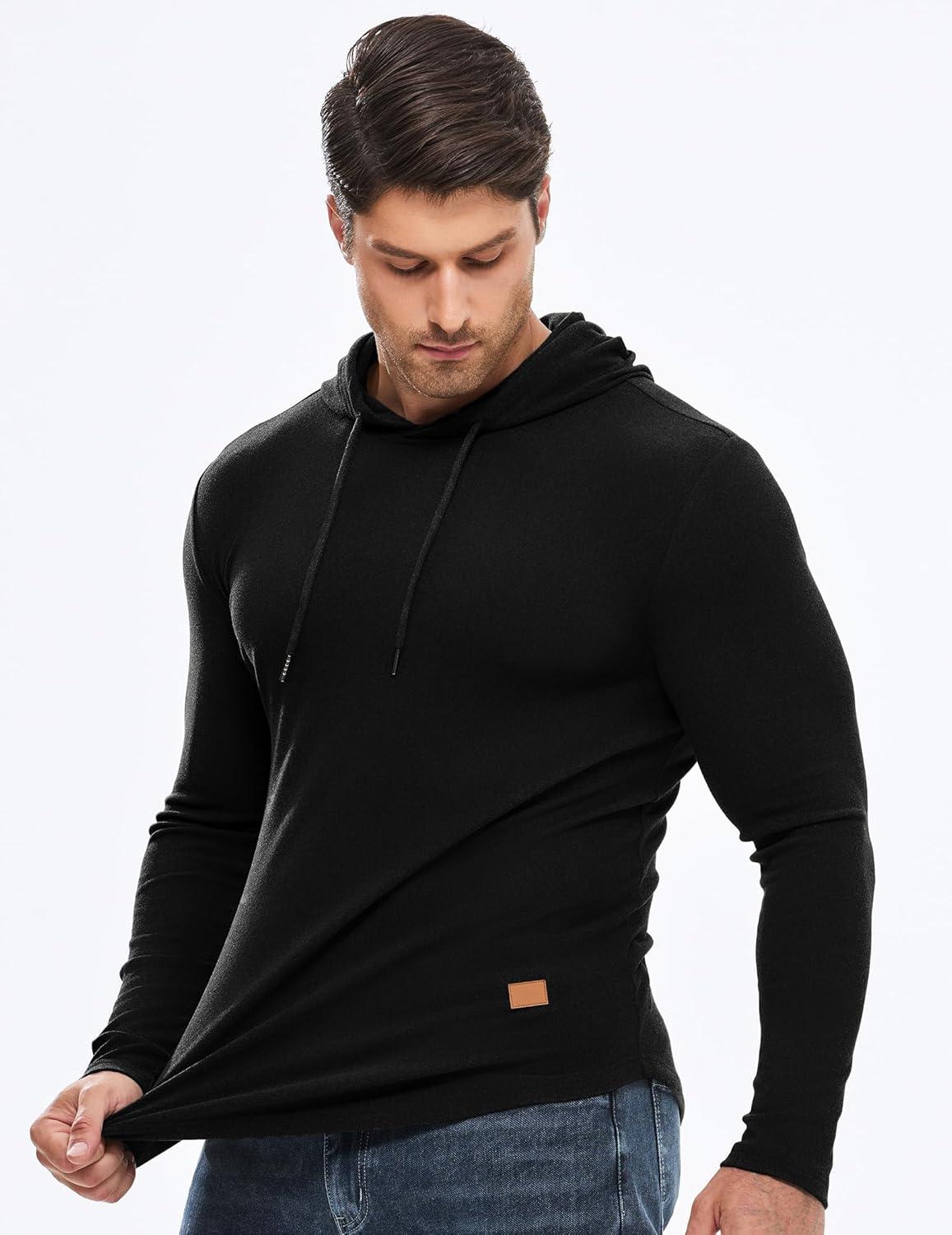 imageJMIERR Mens Fashion Hoodies Fleece Long Sleeve Athletic Sweatshirt Pullover T ShirtsBlack