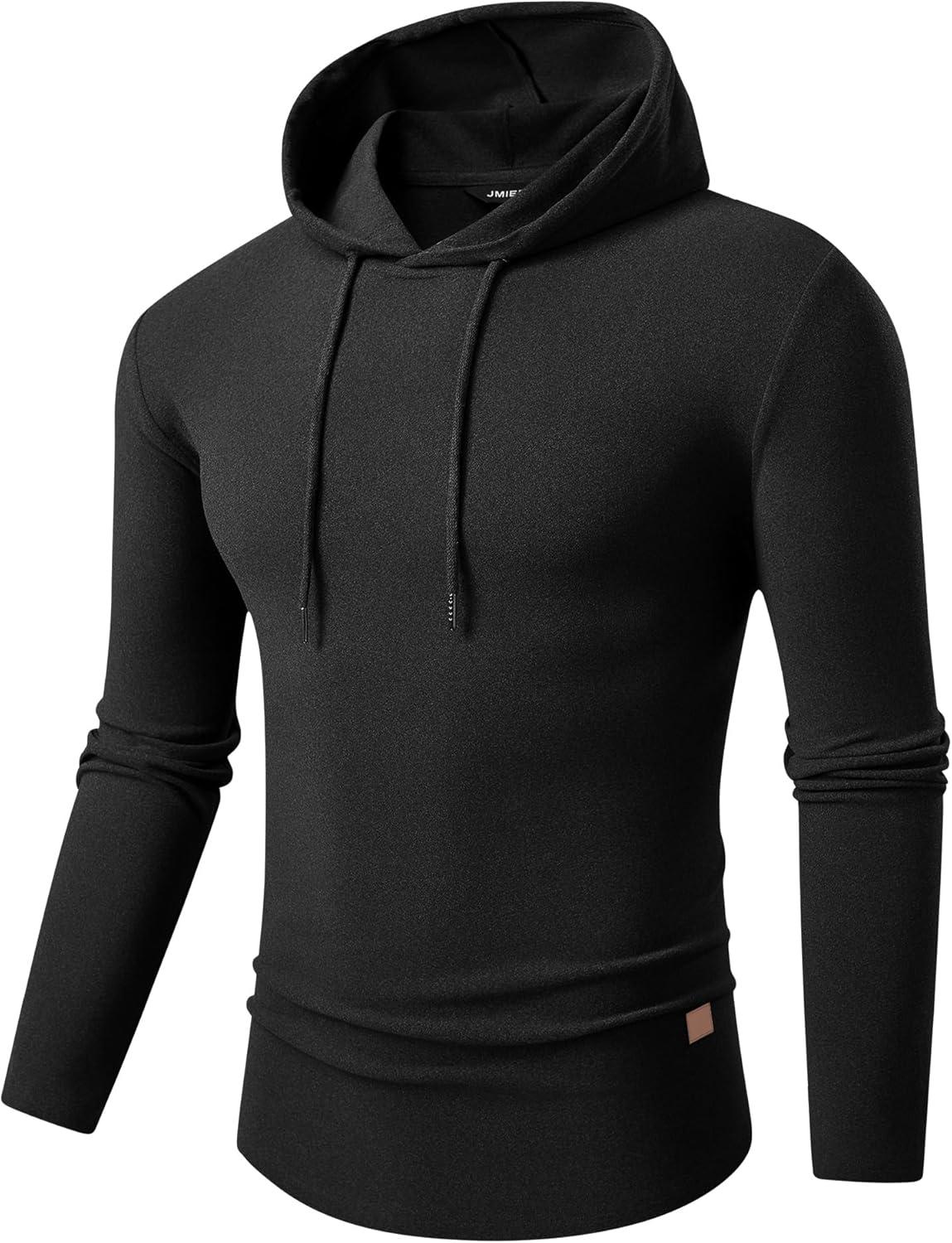 imageJMIERR Mens Fashion Hoodies Fleece Long Sleeve Athletic Sweatshirt Pullover T ShirtsBlack