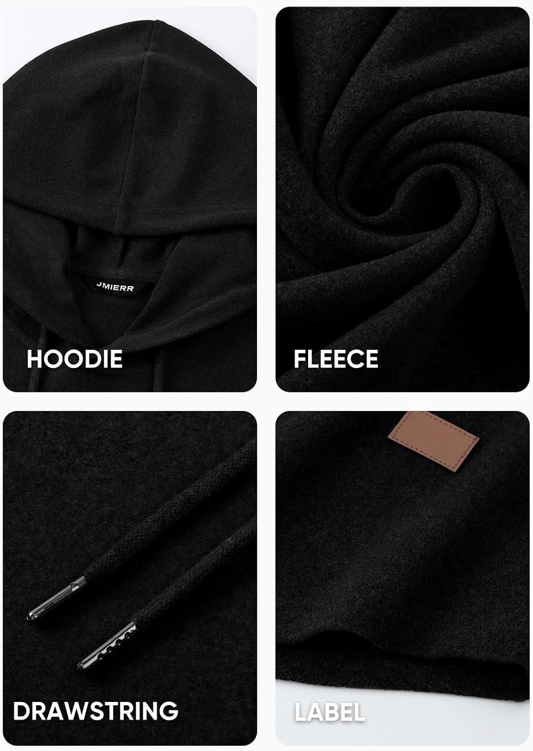 imageJMIERR Mens Fashion Hoodies Fleece Long Sleeve Athletic Sweatshirt Pullover T ShirtsBlack