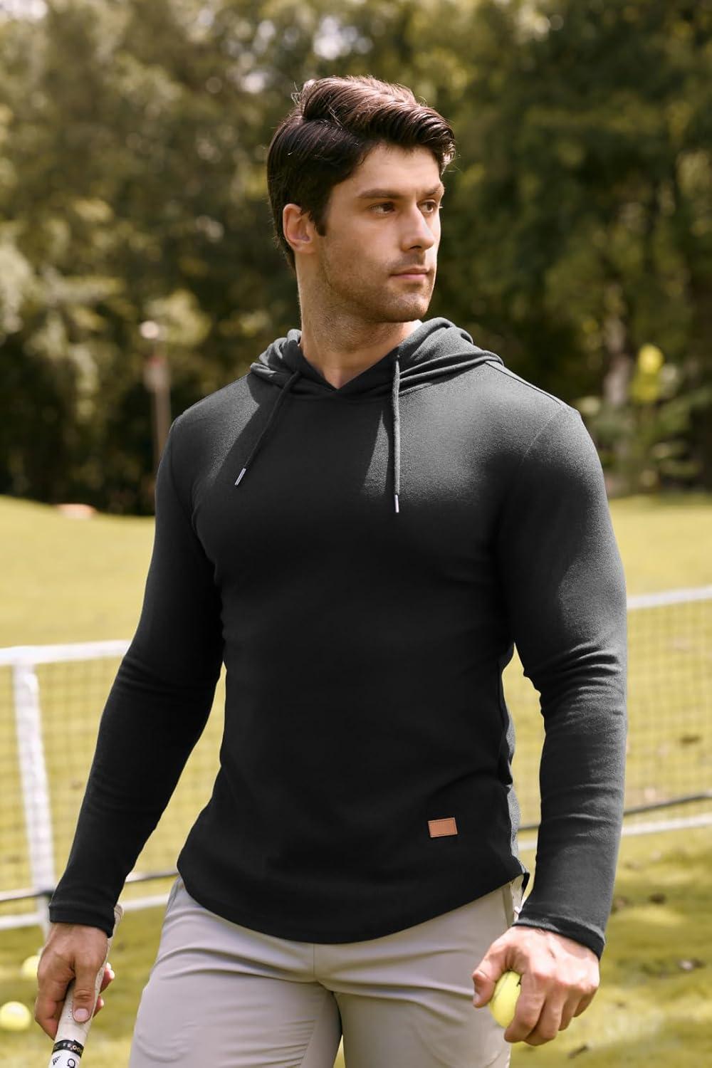 imageJMIERR Mens Fashion Hoodies Fleece Long Sleeve Athletic Sweatshirt Pullover T ShirtsBlack
