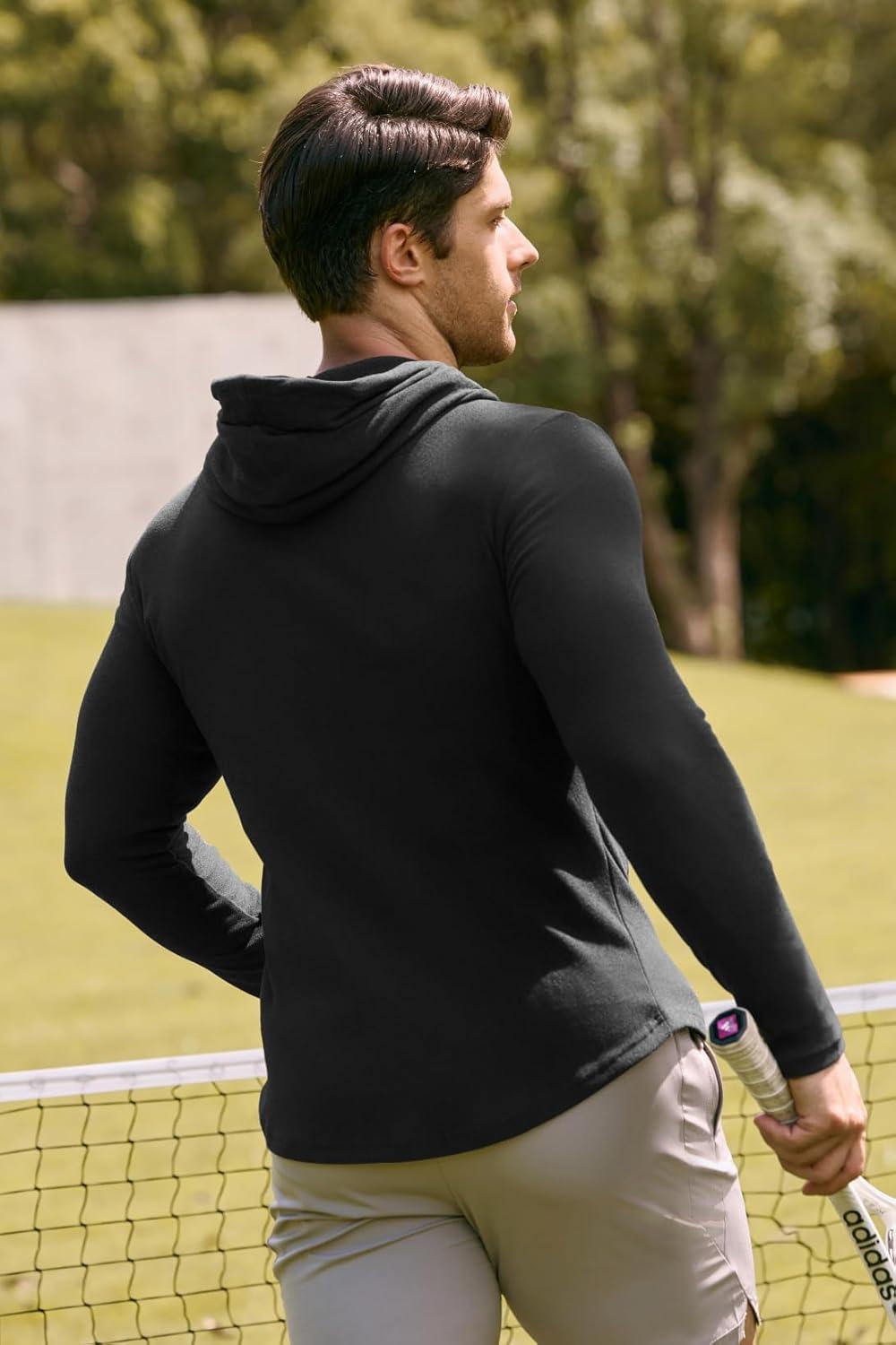 imageJMIERR Mens Fashion Hoodies Fleece Long Sleeve Athletic Sweatshirt Pullover T ShirtsBlack