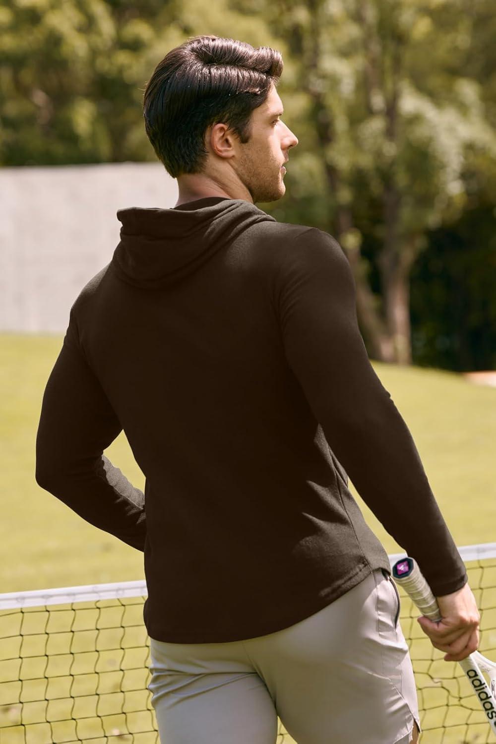 imageJMIERR Mens Fashion Hoodies Fleece Long Sleeve Athletic Sweatshirt Pullover T ShirtsBrown