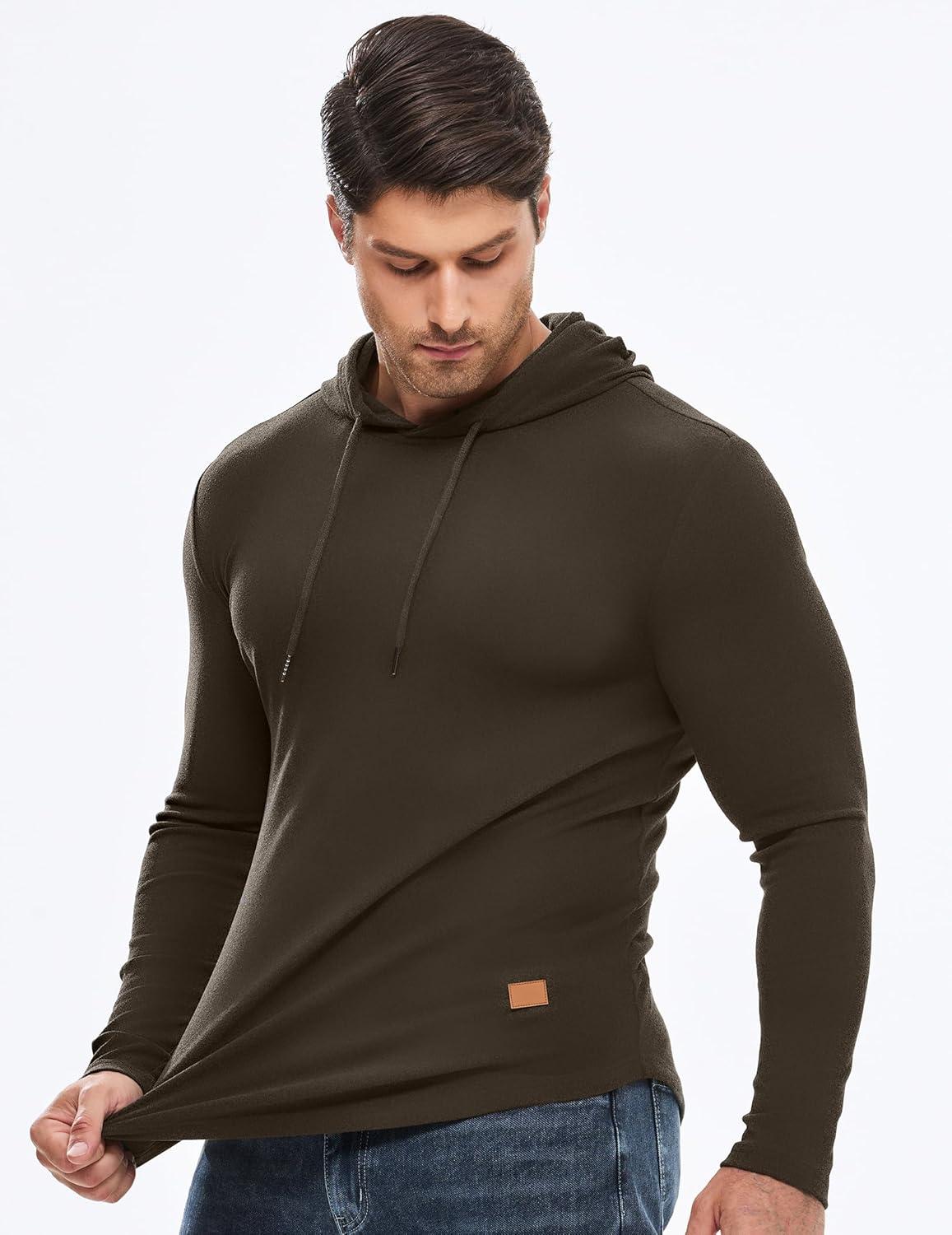 imageJMIERR Mens Fashion Hoodies Fleece Long Sleeve Athletic Sweatshirt Pullover T ShirtsBrown