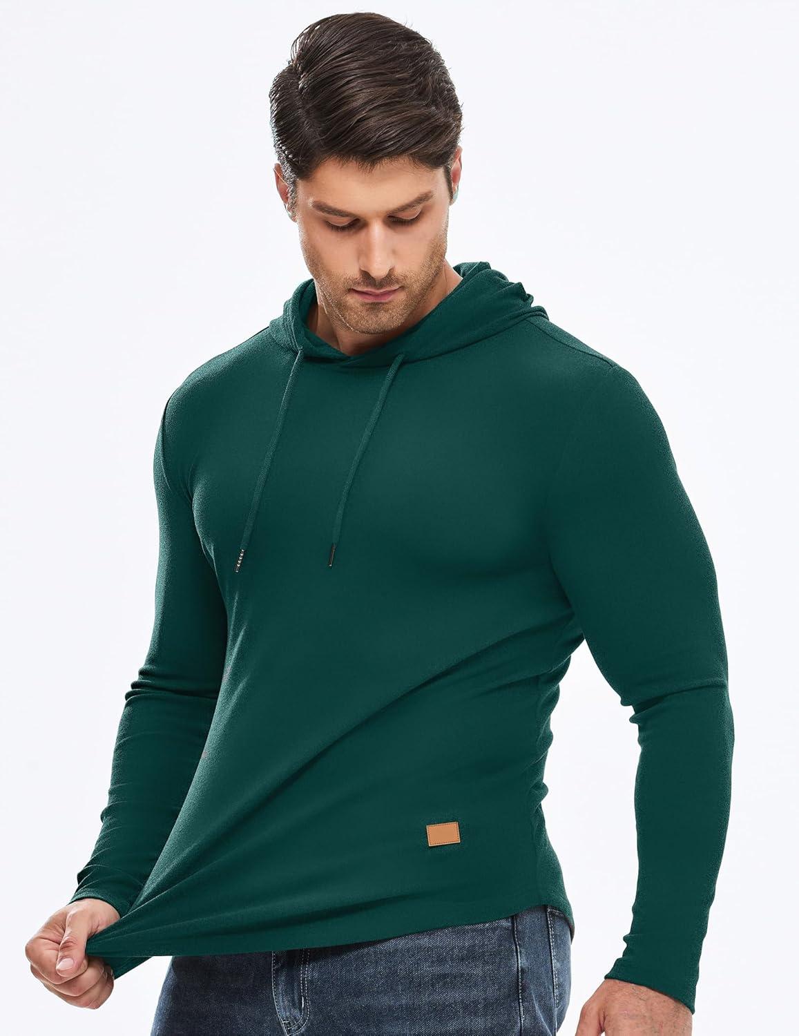 imageJMIERR Mens Fashion Hoodies Fleece Long Sleeve Athletic Sweatshirt Pullover T ShirtsDark Green