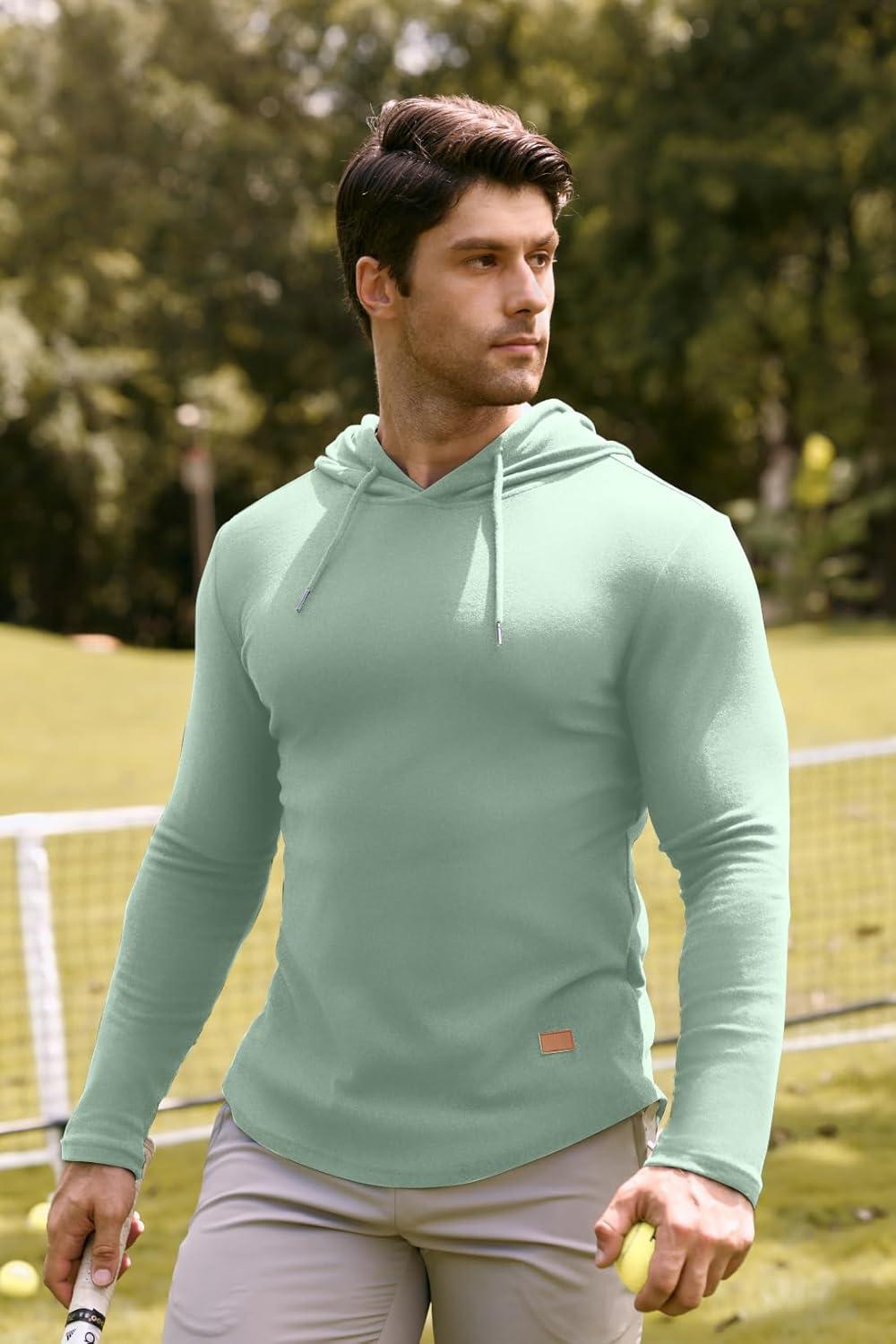 imageJMIERR Mens Fashion Hoodies Fleece Long Sleeve Athletic Sweatshirt Pullover T ShirtsGrass Green