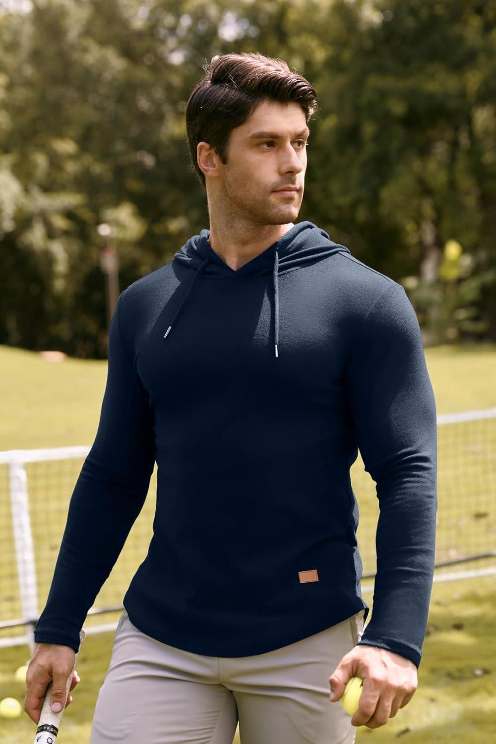 imageJMIERR Mens Fashion Hoodies Fleece Long Sleeve Athletic Sweatshirt Pullover T ShirtsNavy Blue