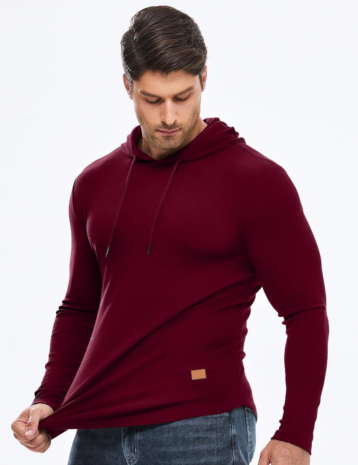 imageJMIERR Mens Fashion Hoodies Fleece Long Sleeve Athletic Sweatshirt Pullover T ShirtsRed