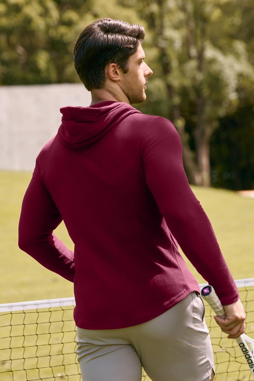 imageJMIERR Mens Fashion Hoodies Fleece Long Sleeve Athletic Sweatshirt Pullover T ShirtsRed