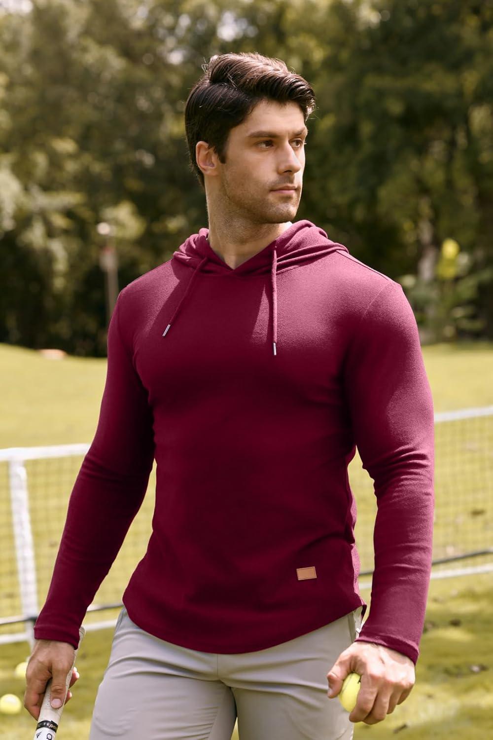 imageJMIERR Mens Fashion Hoodies Fleece Long Sleeve Athletic Sweatshirt Pullover T ShirtsRed