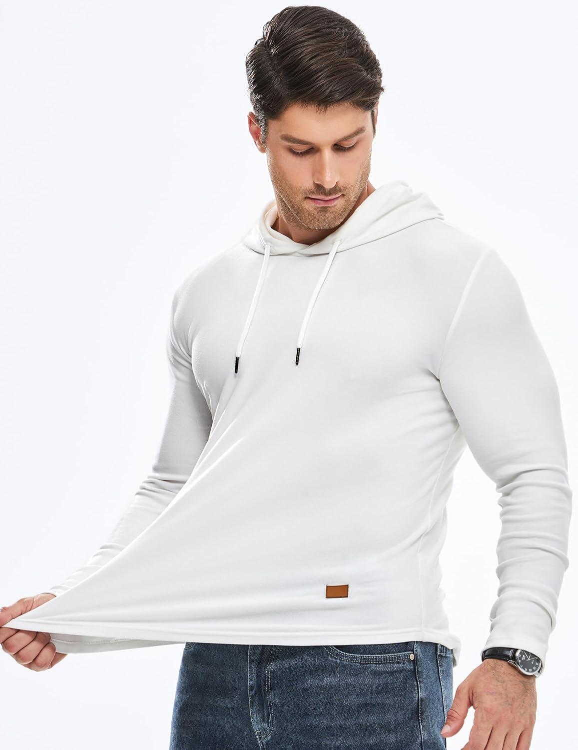 imageJMIERR Mens Fashion Hoodies Fleece Long Sleeve Athletic Sweatshirt Pullover T ShirtsWhite
