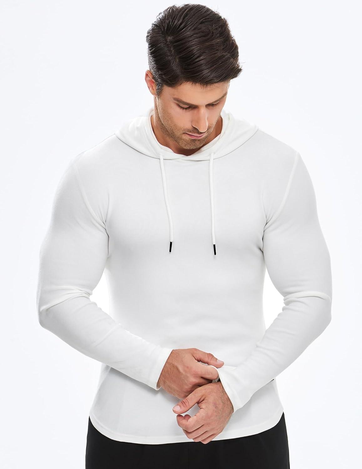 imageJMIERR Mens Fashion Hoodies Fleece Long Sleeve Athletic Sweatshirt Pullover T ShirtsWhite