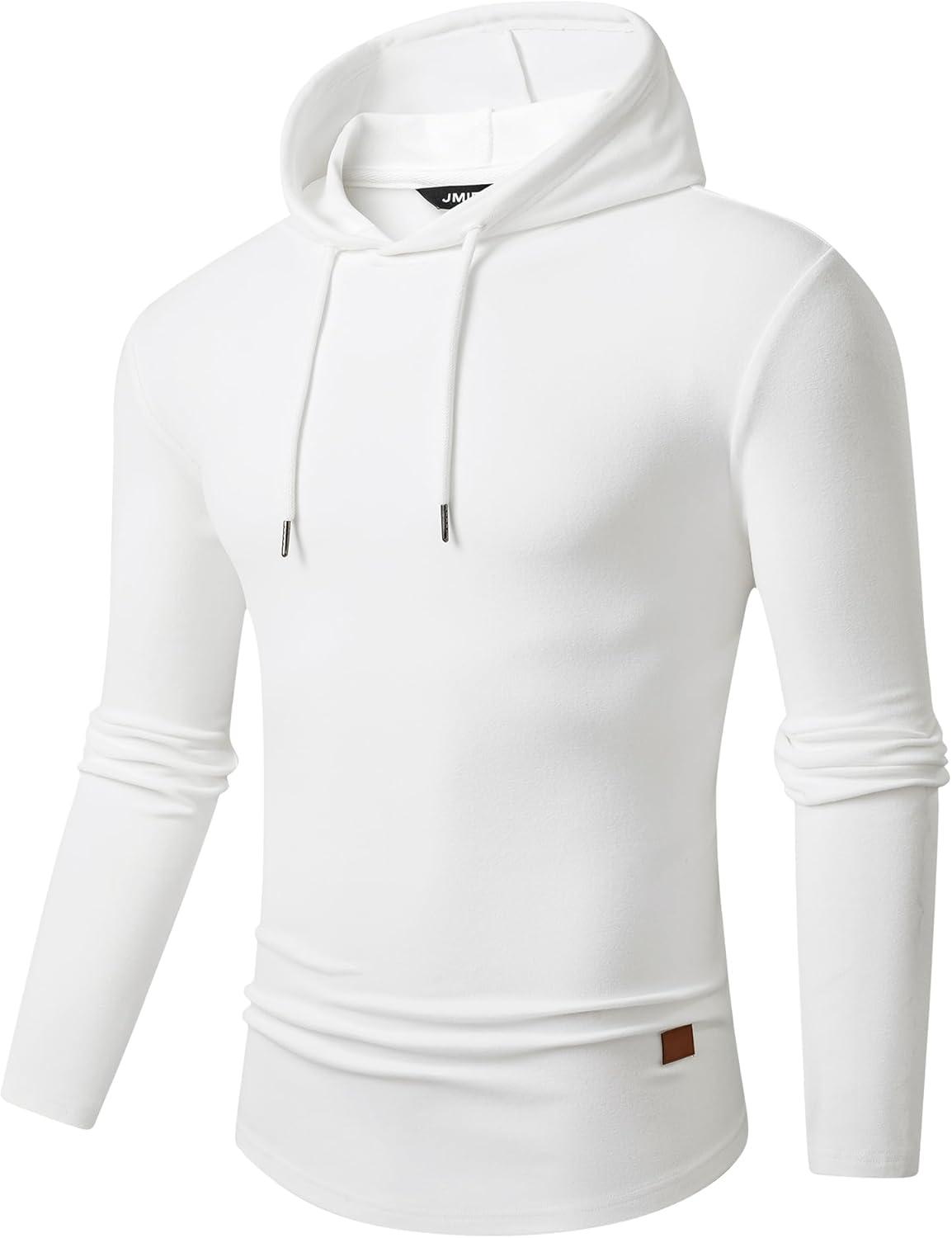 imageJMIERR Mens Fashion Hoodies Fleece Long Sleeve Athletic Sweatshirt Pullover T ShirtsWhite