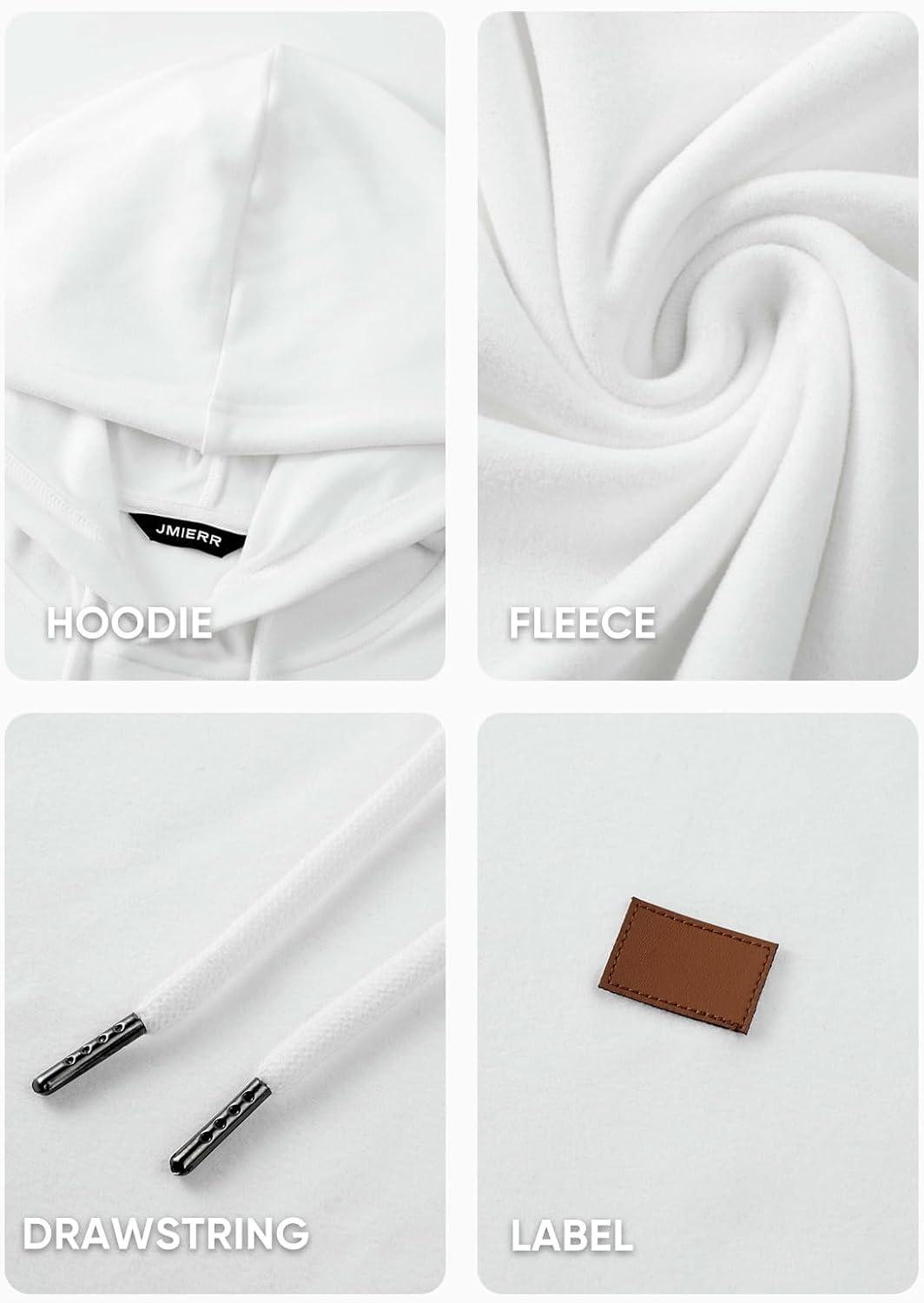 imageJMIERR Mens Fashion Hoodies Fleece Long Sleeve Athletic Sweatshirt Pullover T ShirtsWhite