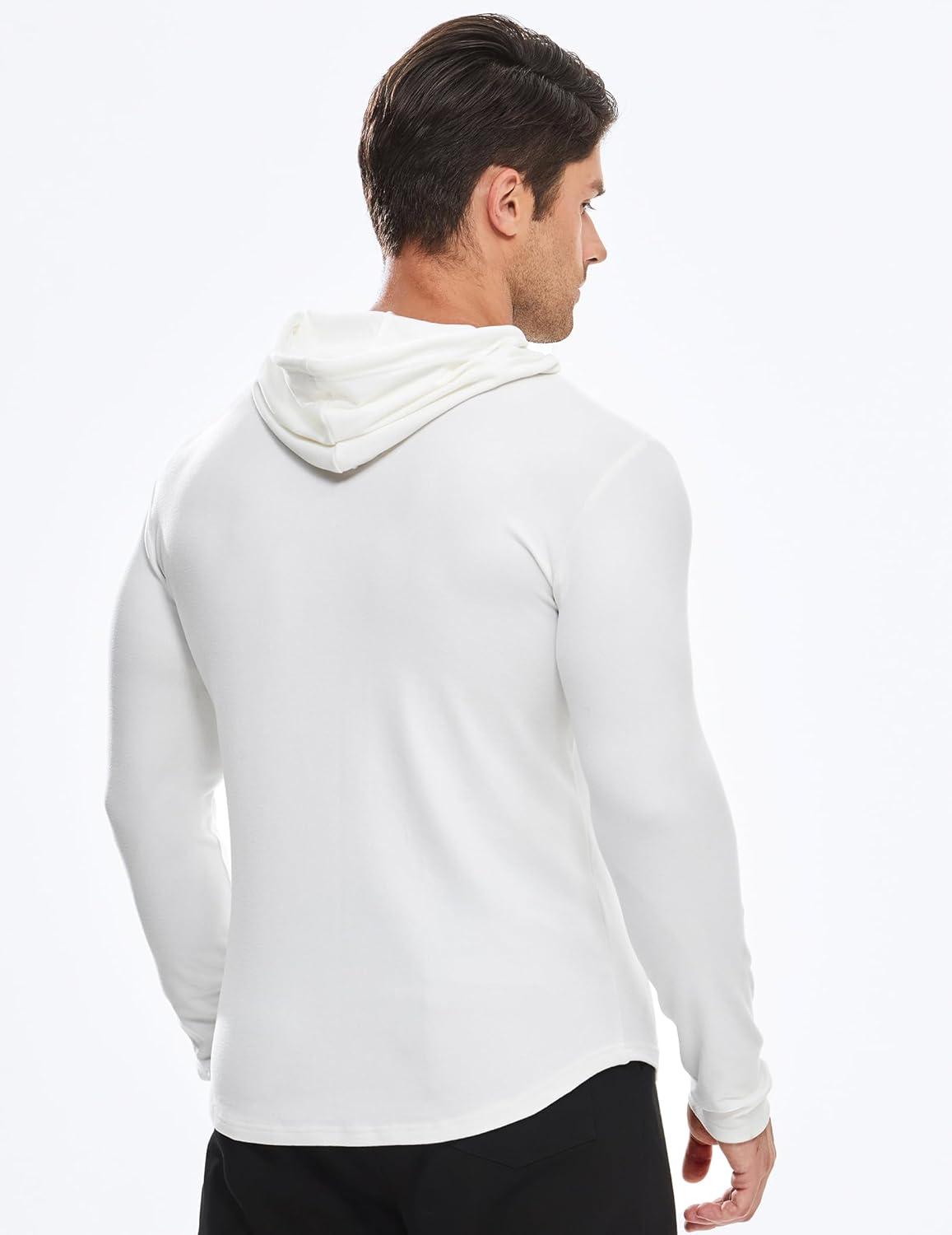imageJMIERR Mens Fashion Hoodies Fleece Long Sleeve Athletic Sweatshirt Pullover T ShirtsWhite
