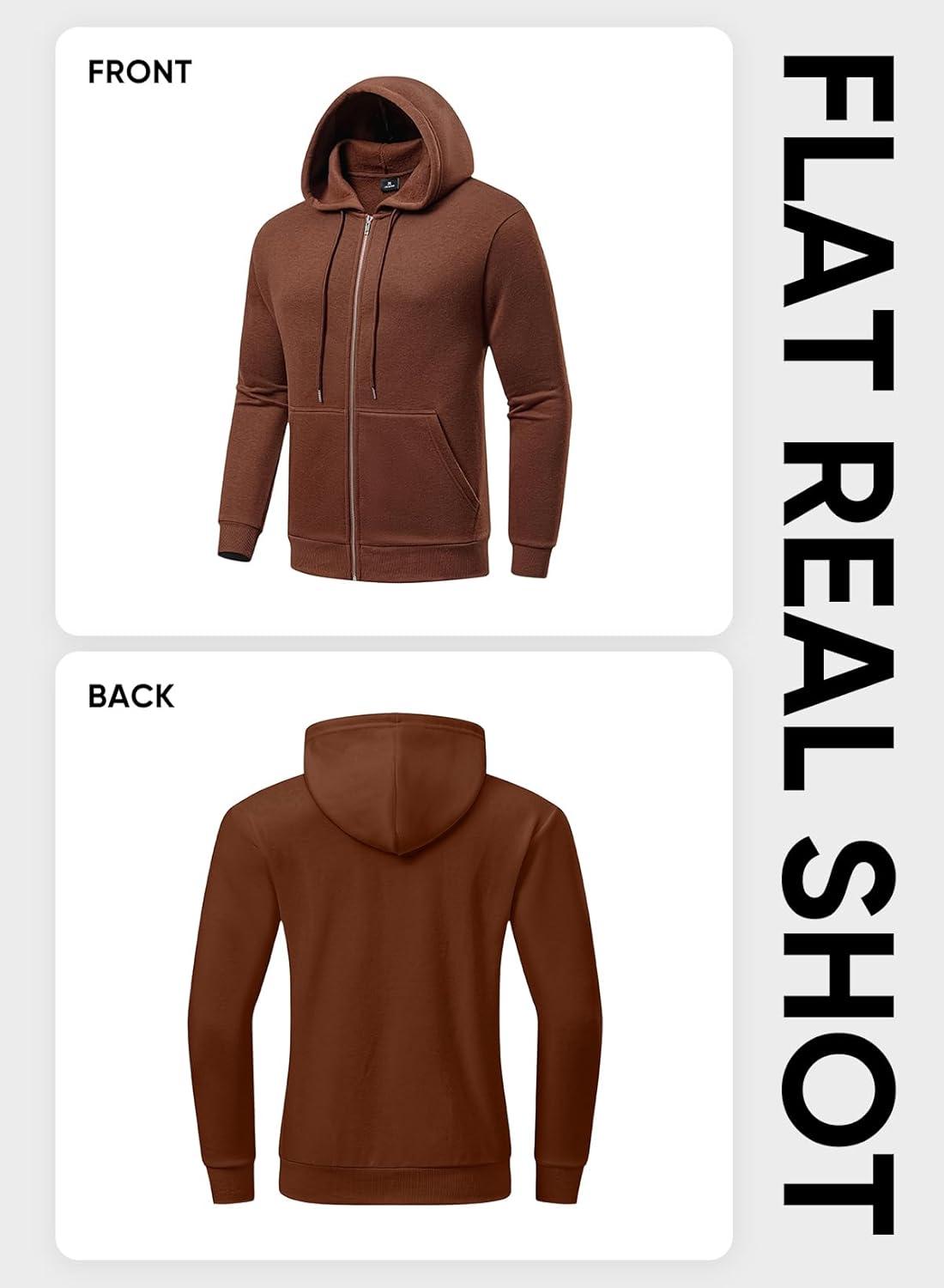 imageJMIERR Mens Full Zip Casual Cotton Hooded Fleece Drawstring Hoodies Pullover Sweatshirts Casual Long Sleeve ShirtsChestnut