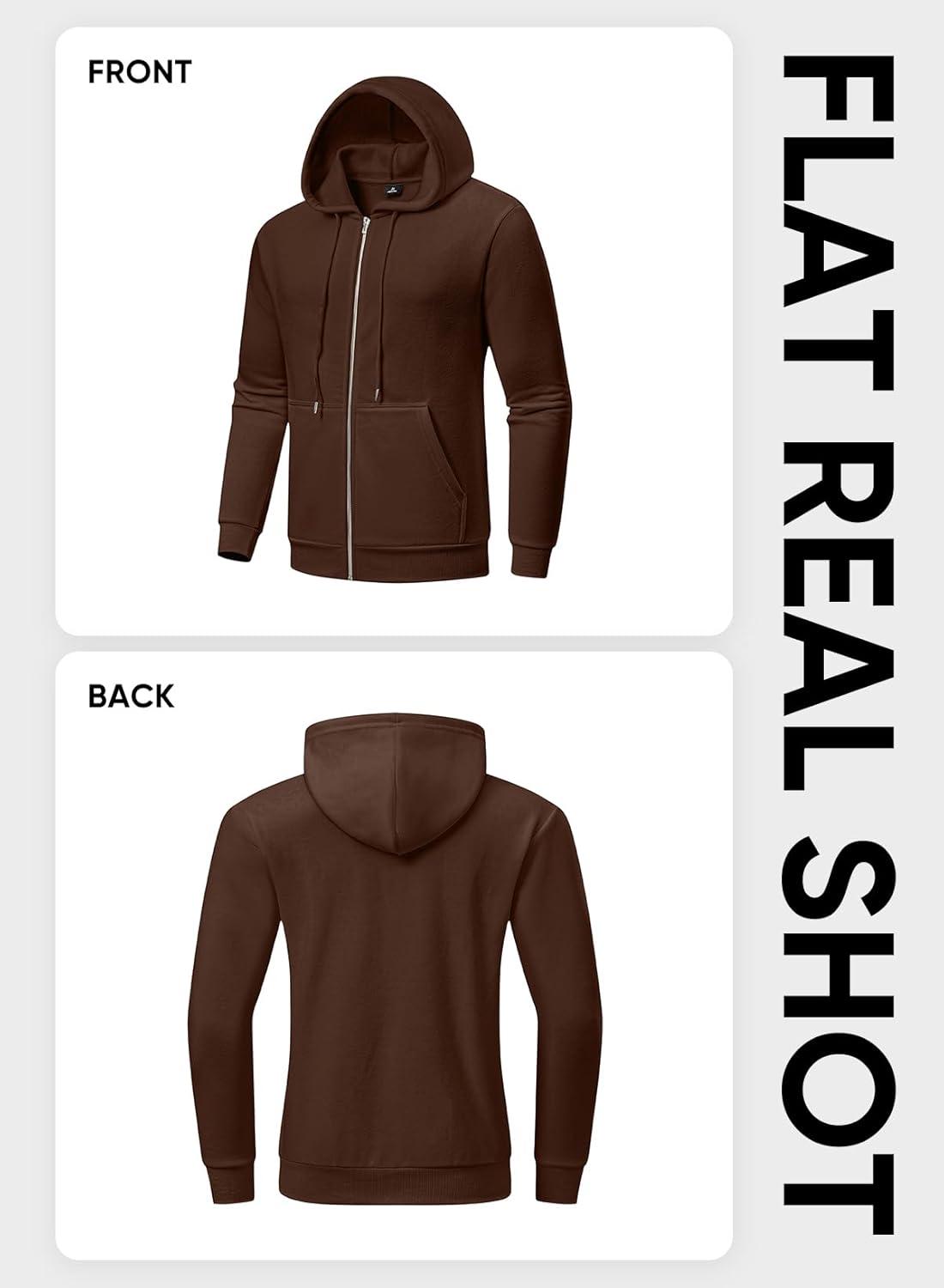 imageJMIERR Mens Full Zip Casual Cotton Hooded Fleece Drawstring Hoodies Pullover Sweatshirts Casual Long Sleeve ShirtsCoffee