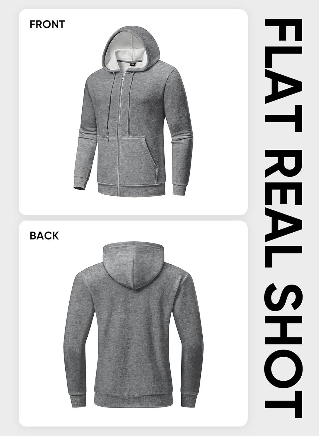 imageJMIERR Mens Full Zip Casual Cotton Hooded Fleece Drawstring Hoodies Pullover Sweatshirts Casual Long Sleeve ShirtsGrey