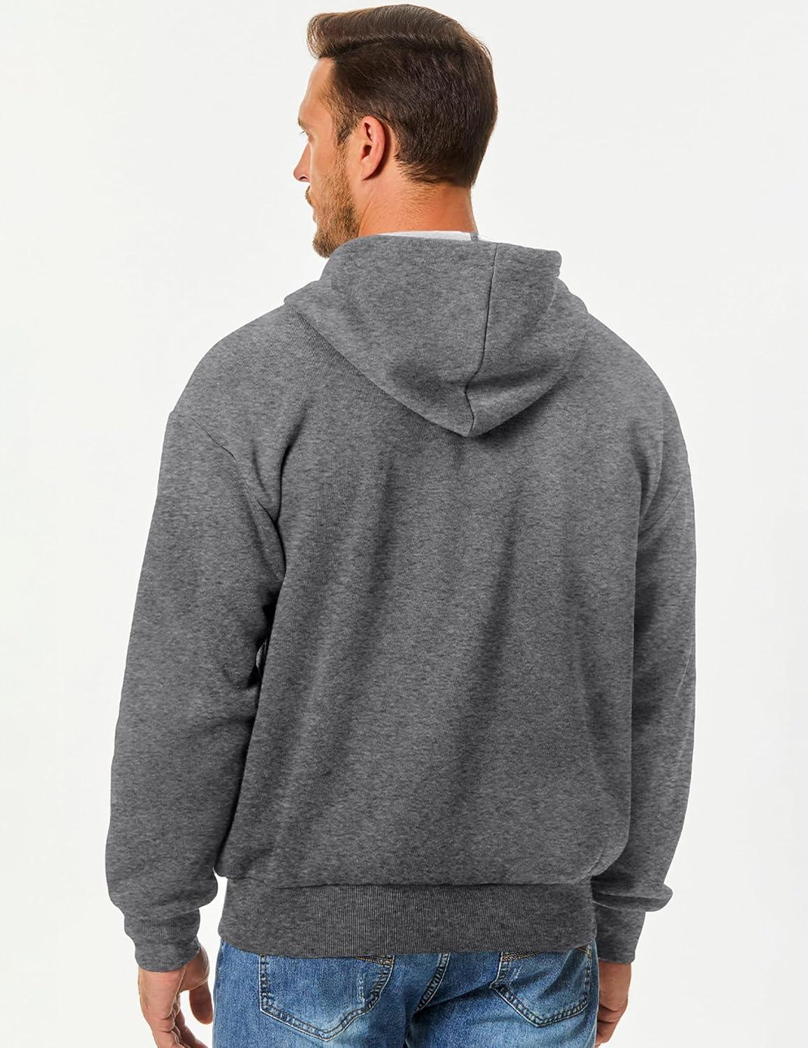 imageJMIERR Mens Full Zip Casual Cotton Hooded Fleece Drawstring Hoodies Pullover Sweatshirts Casual Long Sleeve ShirtsMedium Grey