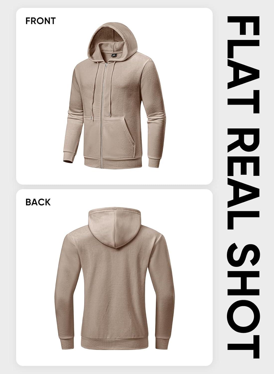 imageJMIERR Mens Full Zip Casual Cotton Hooded Fleece Drawstring Hoodies Pullover Sweatshirts Casual Long Sleeve ShirtsParchment