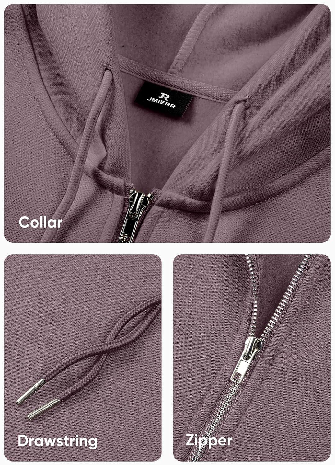 imageJMIERR Mens Full Zip Casual Cotton Hooded Fleece Drawstring Hoodies Pullover Sweatshirts Casual Long Sleeve ShirtsValerian