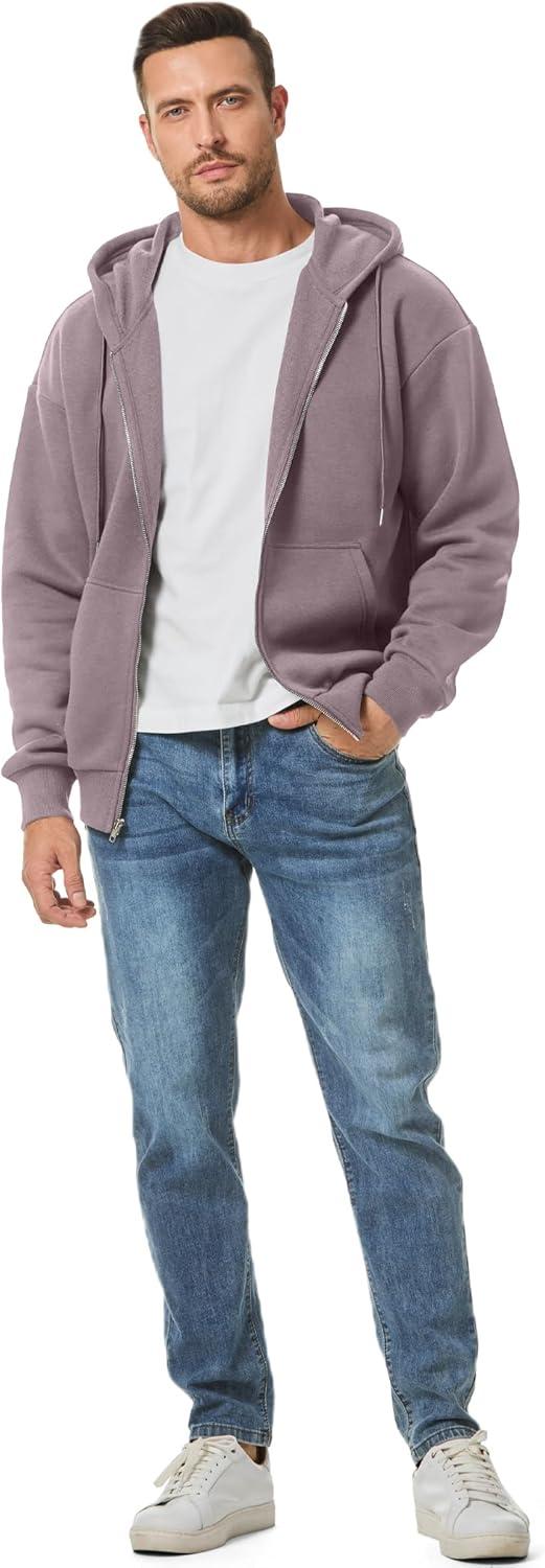 imageJMIERR Mens Full Zip Casual Cotton Hooded Fleece Drawstring Hoodies Pullover Sweatshirts Casual Long Sleeve ShirtsValerian