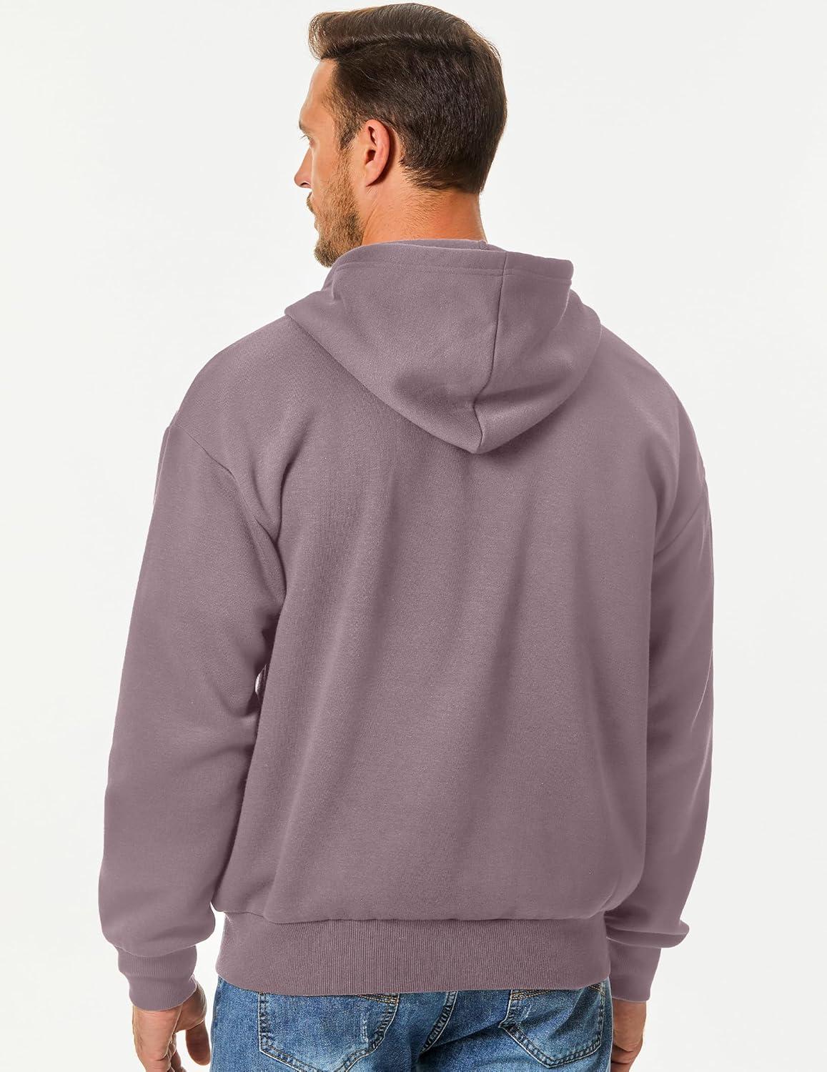 imageJMIERR Mens Full Zip Casual Cotton Hooded Fleece Drawstring Hoodies Pullover Sweatshirts Casual Long Sleeve ShirtsValerian