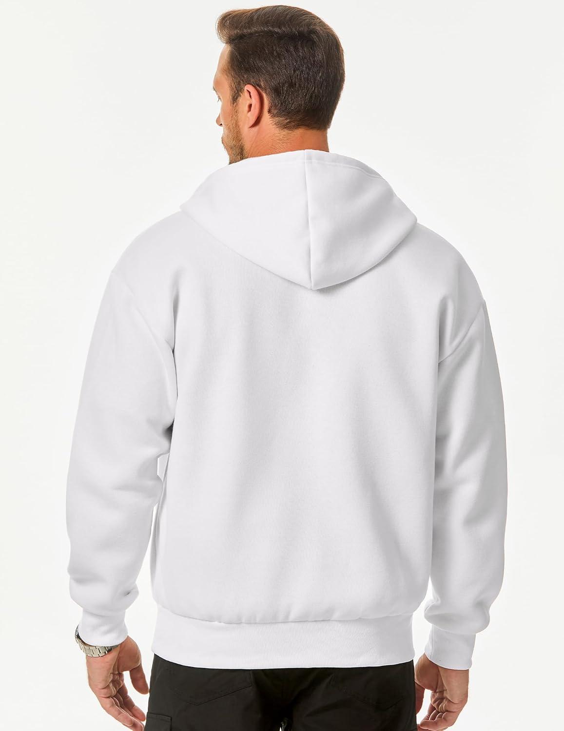 imageJMIERR Mens Full Zip Casual Cotton Hooded Fleece Drawstring Hoodies Pullover Sweatshirts Casual Long Sleeve ShirtsWhite
