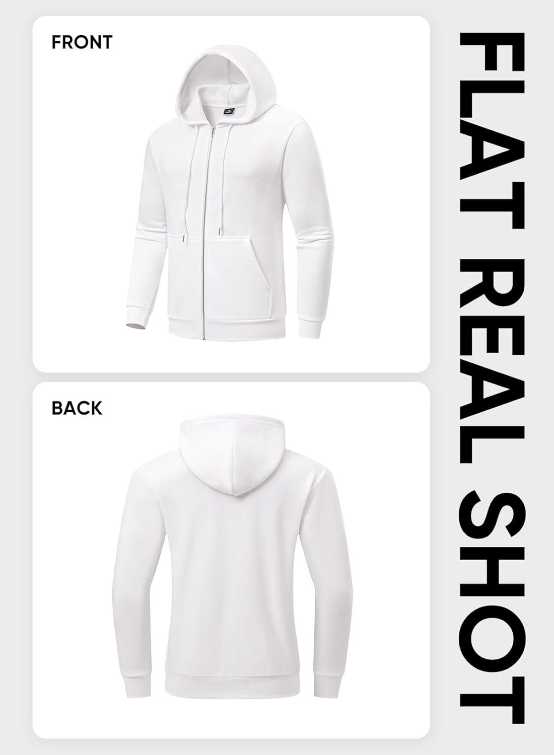 imageJMIERR Mens Full Zip Casual Cotton Hooded Fleece Drawstring Hoodies Pullover Sweatshirts Casual Long Sleeve ShirtsWhite