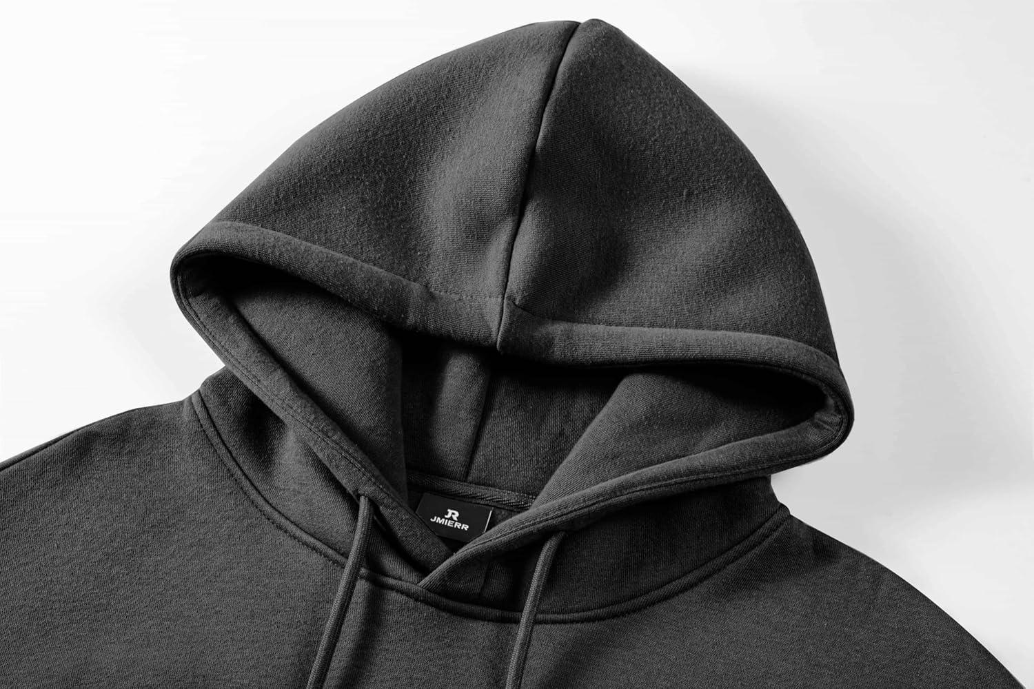 imageJMIERR Mens Hooded Sweatshirt Casual Cotton Long Sleeve Drawstring Fleece Waffle Pullover Hoodies with PocketsA Dark Grey