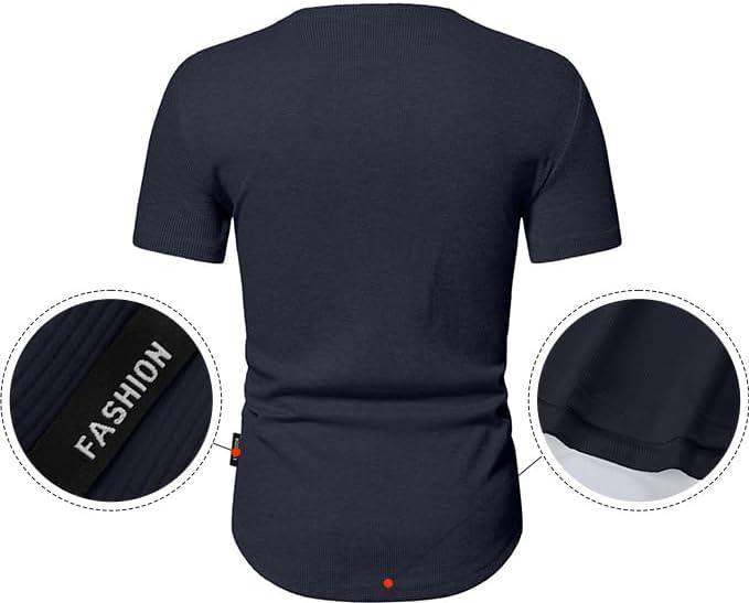 imageJMIERR Mens Muscle Slim Henley Shirts Crewneck Longline TShirt Gym Workout Athletic Shirt Tees with ButtonDark Grey
