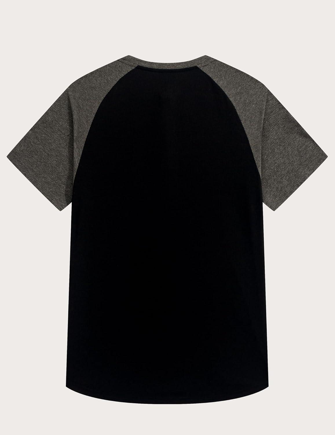 imageJMIERR Mens Muscle Slim Henley Shirts Crewneck Longline TShirt Gym Workout Athletic Shirt Tees with ButtonT Black Grey