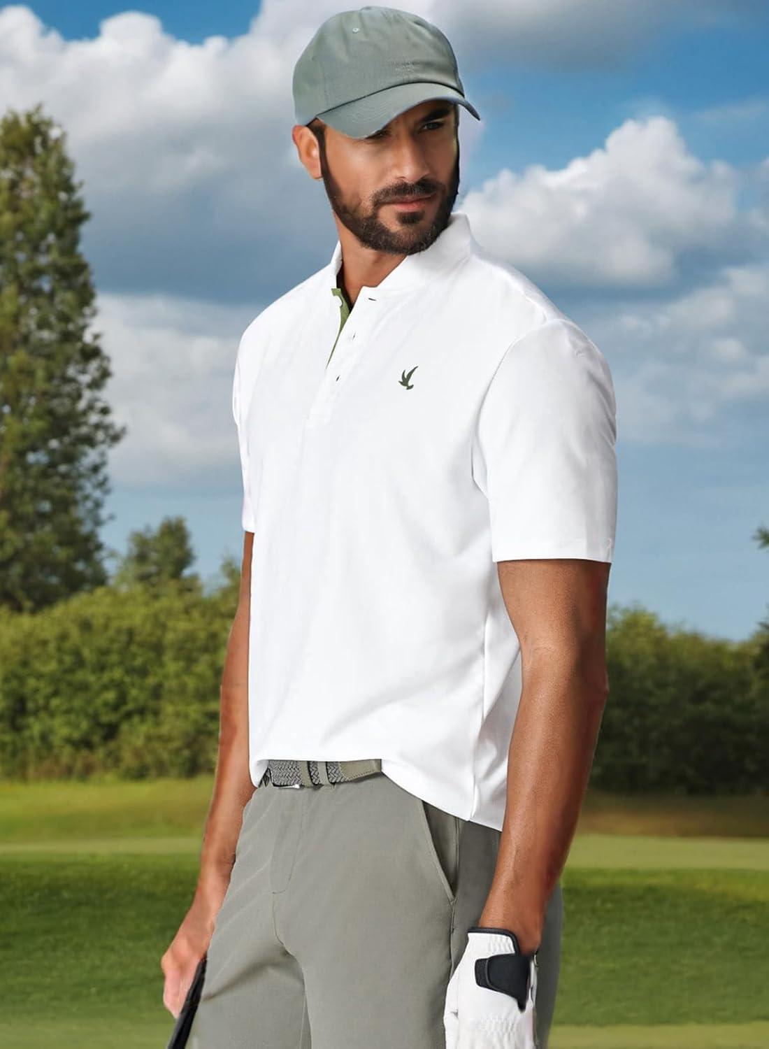 imageJMIERR Mens Polo Henley Shirt Moisture Wicking Quick Dry Summer Casual Short Sleeve Golf Polo T Shirts1 White