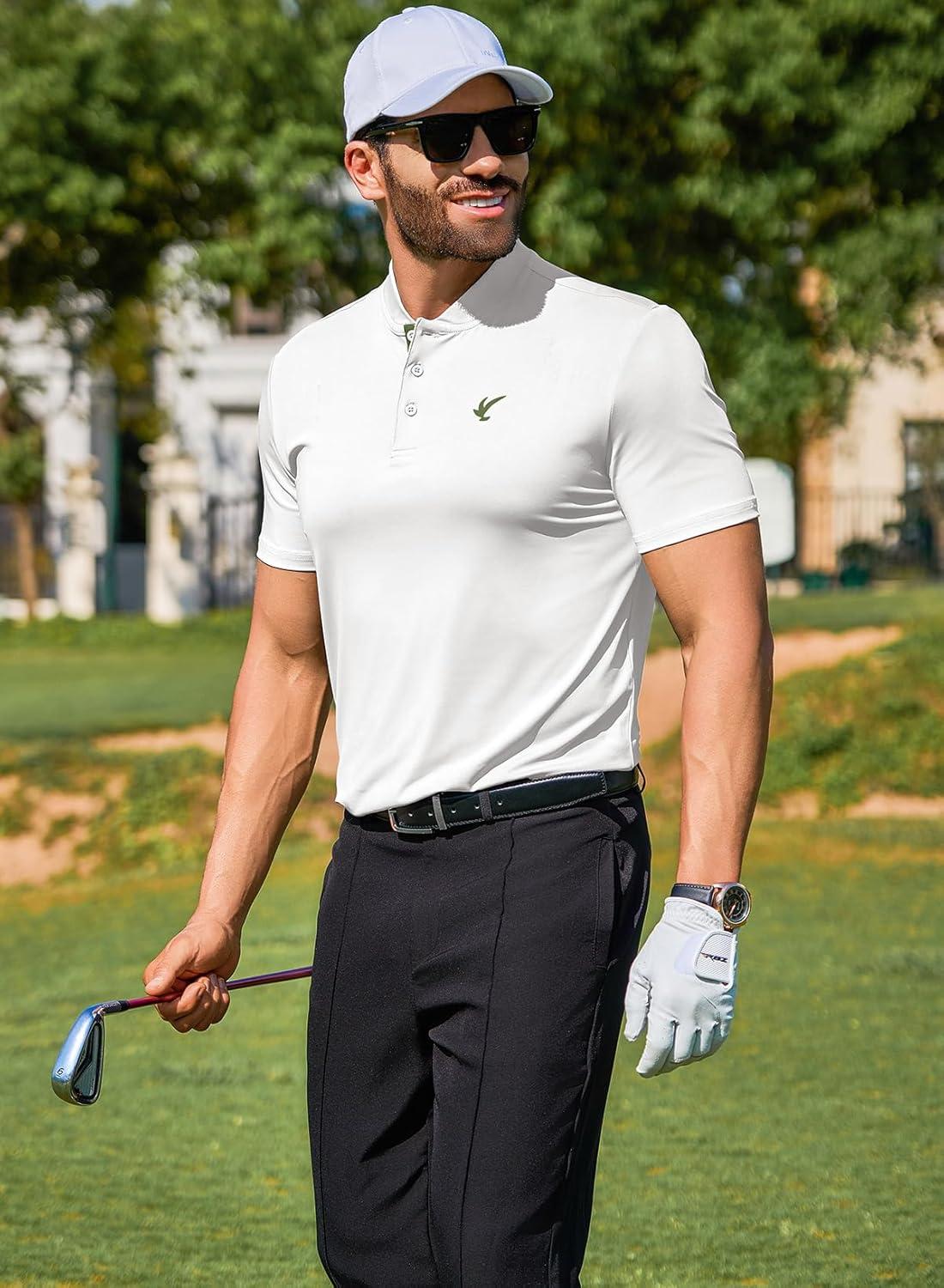 imageJMIERR Mens Polo Henley Shirt Moisture Wicking Quick Dry Summer Casual Short Sleeve Golf Polo T Shirts1 White