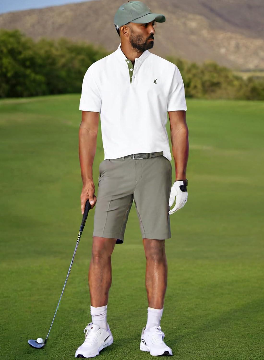 imageJMIERR Mens Polo Henley Shirt Moisture Wicking Quick Dry Summer Casual Short Sleeve Golf Polo T Shirts1 White