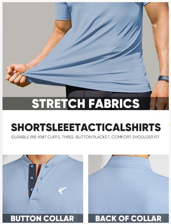 imageJMIERR Mens Polo Henley Shirt Moisture Wicking Quick Dry Summer Casual Short Sleeve Golf Polo T Shirts2 Sky Blue