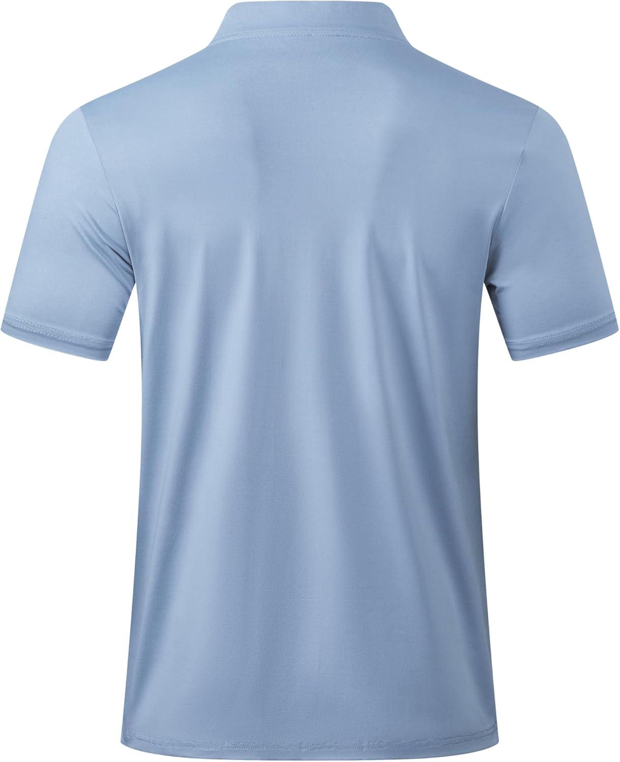 imageJMIERR Mens Polo Henley Shirt Moisture Wicking Quick Dry Summer Casual Short Sleeve Golf Polo T Shirts2 Sky Blue
