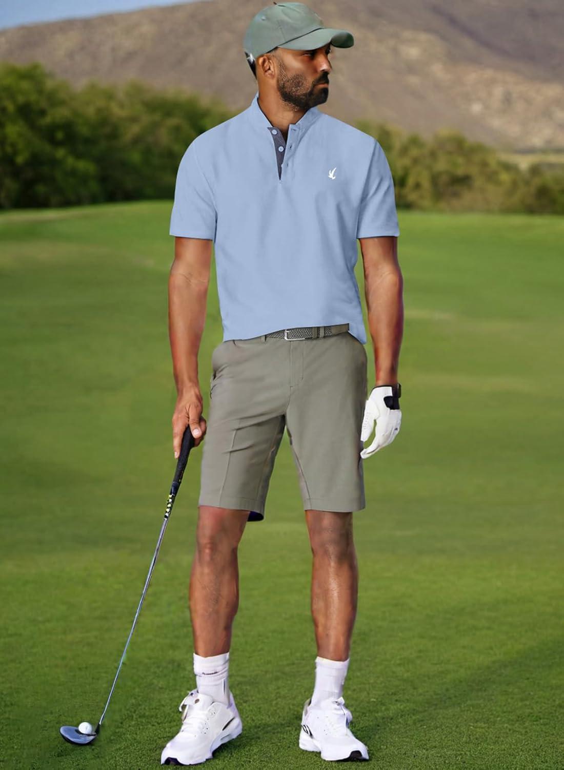 imageJMIERR Mens Polo Henley Shirt Moisture Wicking Quick Dry Summer Casual Short Sleeve Golf Polo T Shirts2 Sky Blue