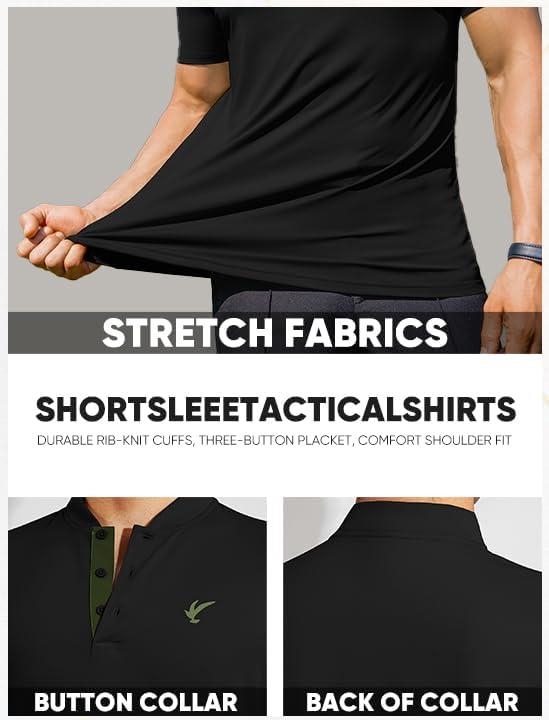 imageJMIERR Mens Polo Henley Shirt Moisture Wicking Quick Dry Summer Casual Short Sleeve Golf Polo T Shirts3 Black