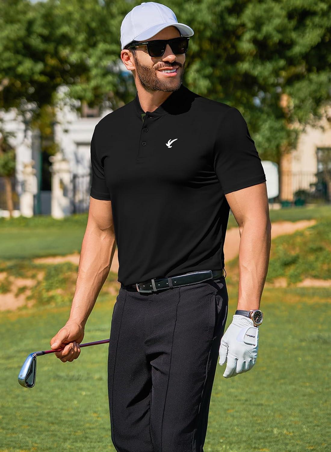 imageJMIERR Mens Polo Henley Shirt Moisture Wicking Quick Dry Summer Casual Short Sleeve Golf Polo T Shirts3 Black