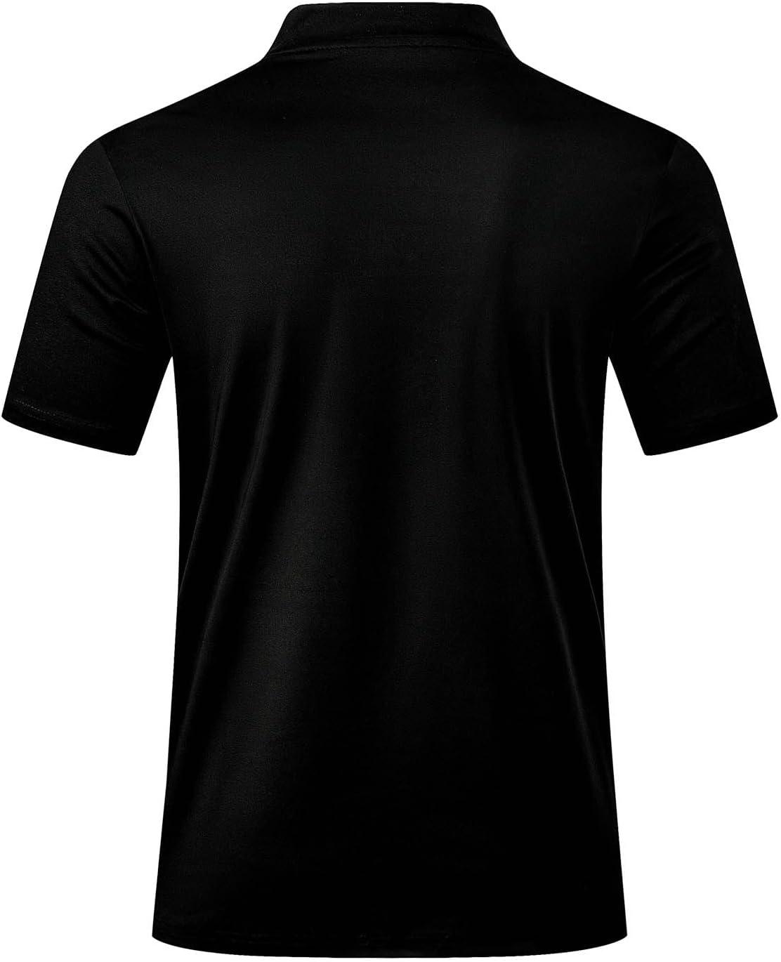 imageJMIERR Mens Polo Henley Shirt Moisture Wicking Quick Dry Summer Casual Short Sleeve Golf Polo T Shirts3 Black