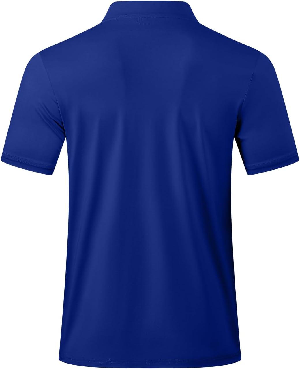 imageJMIERR Mens Polo Henley Shirt Moisture Wicking Quick Dry Summer Casual Short Sleeve Golf Polo T Shirts4 Blue