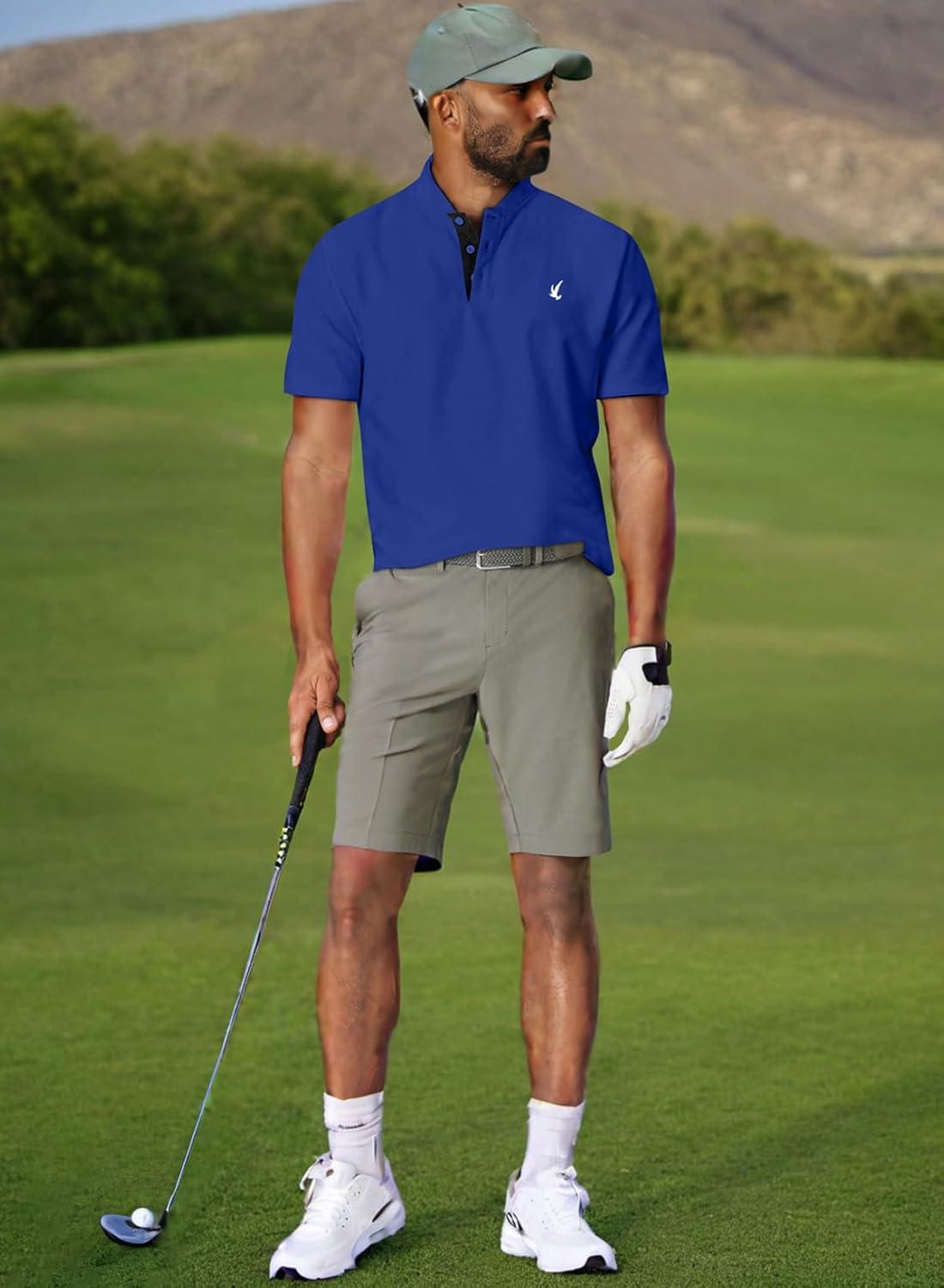 imageJMIERR Mens Polo Henley Shirt Moisture Wicking Quick Dry Summer Casual Short Sleeve Golf Polo T Shirts4 Blue